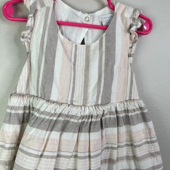 Tahari tan stripped summer dress size 3T - Picture 2 of 7